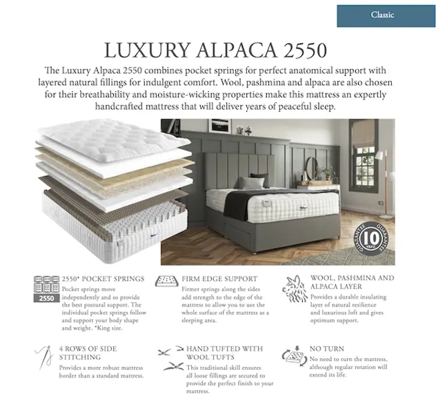 Relyon Luxury Alpaca 2550 Mattress